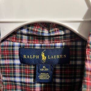 Ralph Lauren Boy's XL Plaid Shirt - Red and Blue